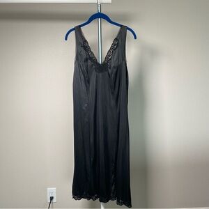 Vintage Van Raalte Black Lace Slip Dress Size 42